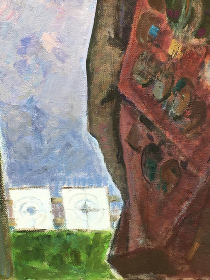 Social realism oil portrait of USSR master athlete Serbutovsky Andrey Andreevich