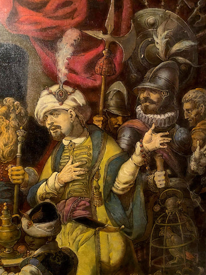 Oil painting by Litvinov Oleg Arkadyevich: ornate figure in turban and feathered plume