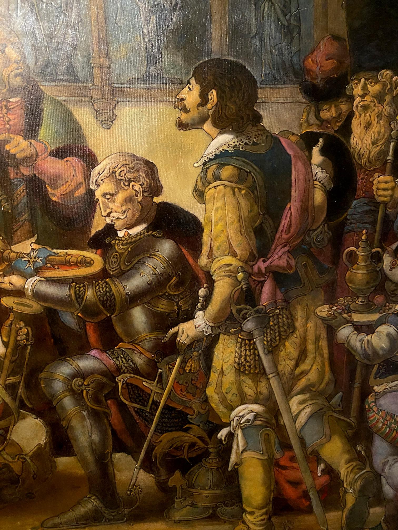 Oil painting by Litvinov Oleg Arkad’yevich: 16th-century men in ornate attire