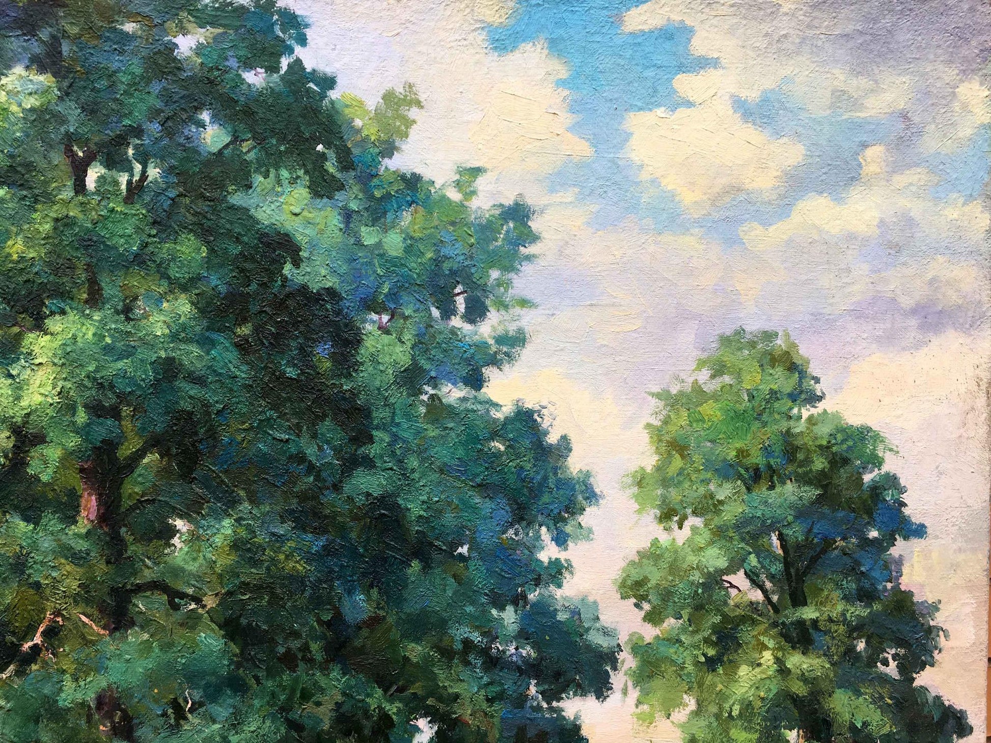 Oil painting of lush green trees by Nepiypivo Vasily Ignatievich