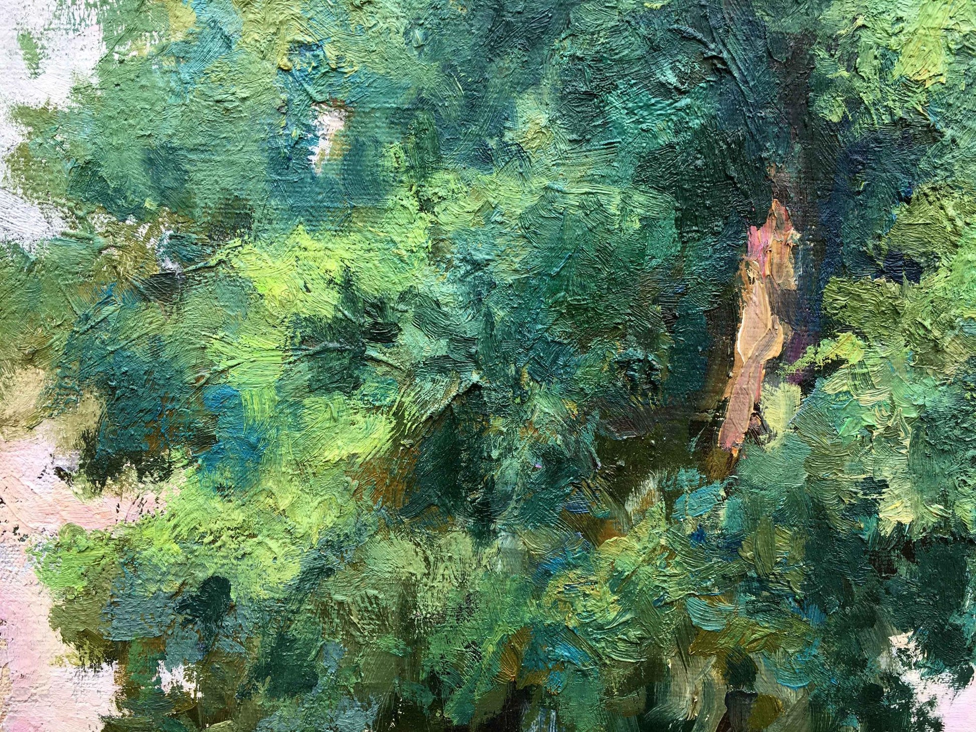 Textured oil painting of dense green forest foliage by Nepiypivo Vasily Ignatievich