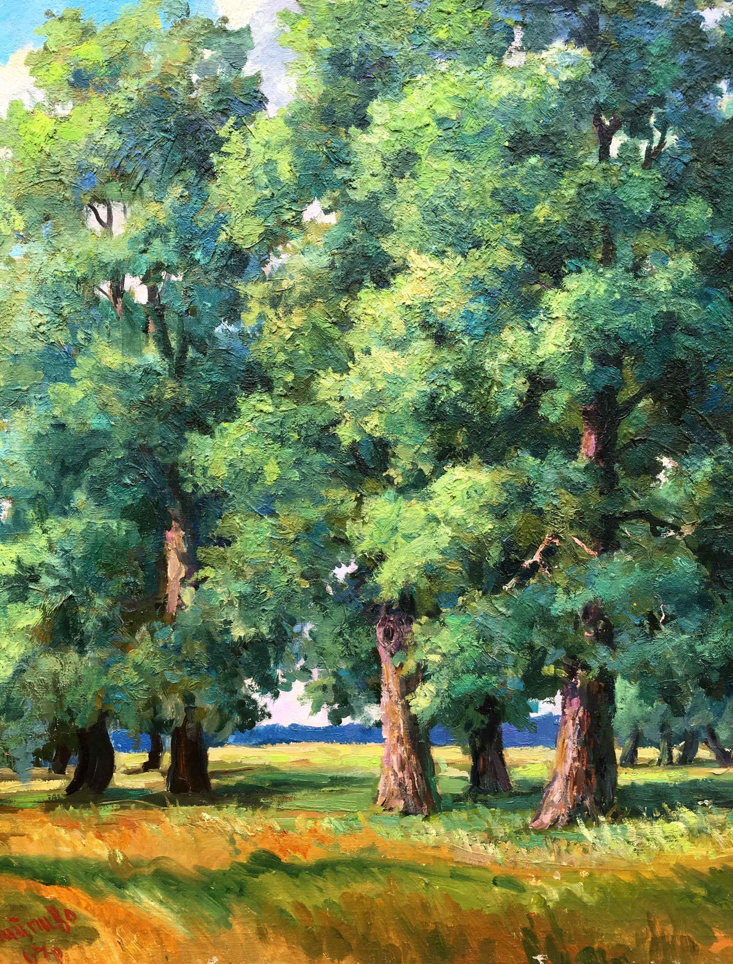 Oil painting of sunlit forest grove by Nepiypivo Vasily Ignatievich