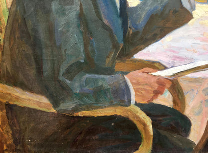 Social realism oil painting of Lenin and Gorky in Gorki by Fedorchuk