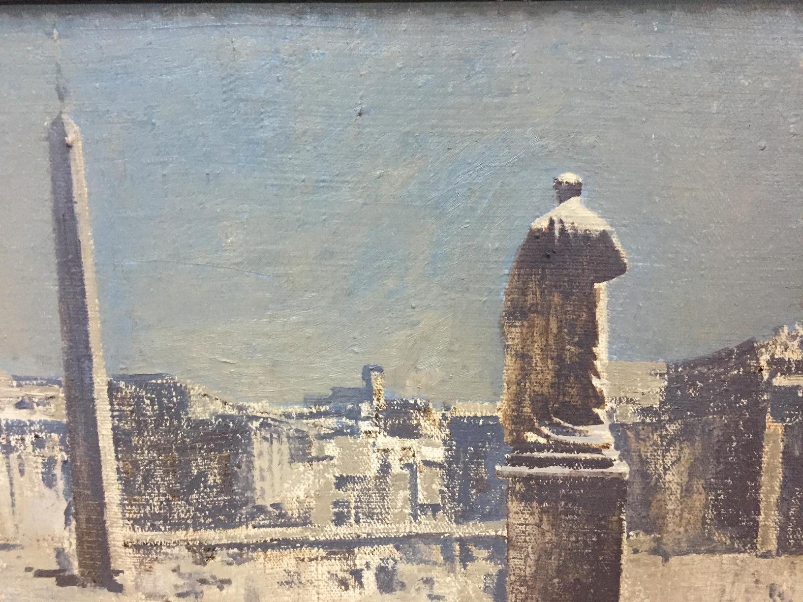 Oil painting of weathered Roman statue by Alexey Fedorovich Vlasov