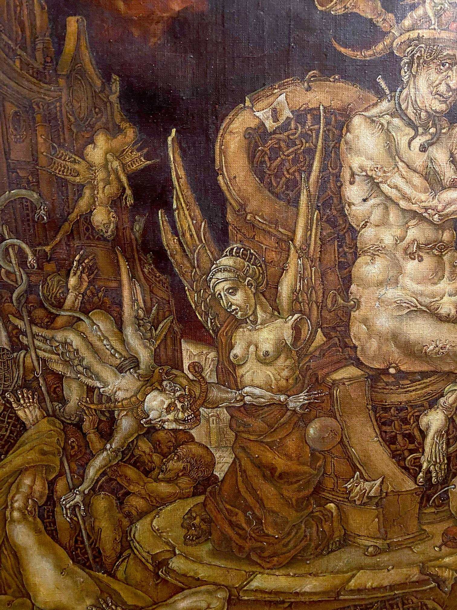 Oil painting Death triumph by Oleg Litvinov gothic demonic scene