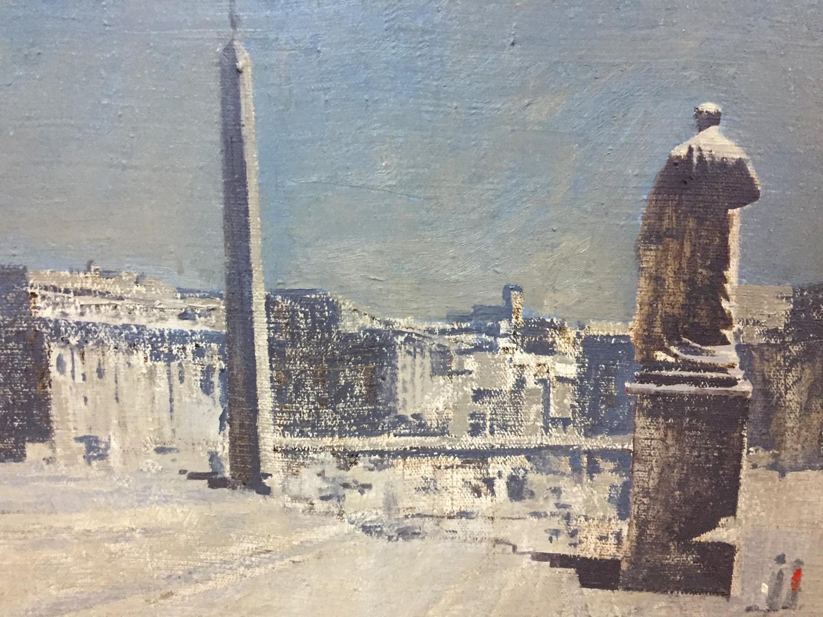 Oil painting of Ancient Rome obelisk and statue by Alexey Fedorovich Vlasov