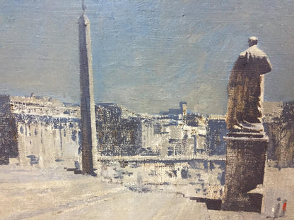 Oil painting of Ancient Rome obelisk and statue by Alexey Fedorovich Vlasov