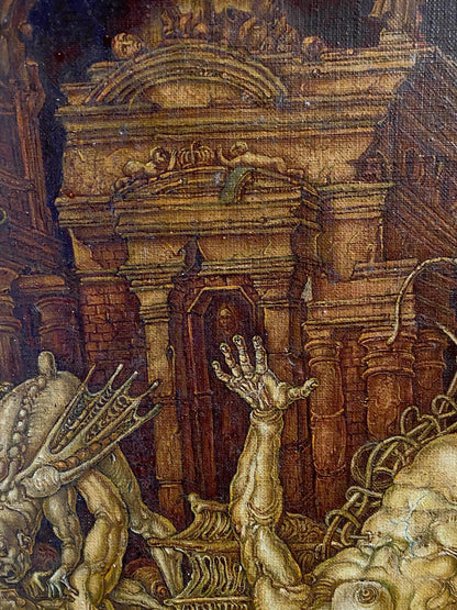 Oil painting of golden-brown ornate arch by Oleg Litvinov