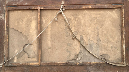 Back of weathered wooden frame for Oil painting The reunification of Ukraine and R.