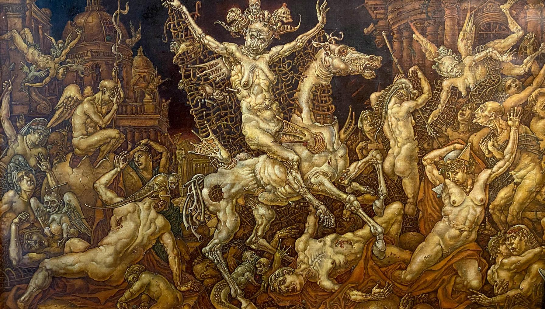 Darkly surreal oil painting The Triumph of Death Has Come by Oleg Litvinov