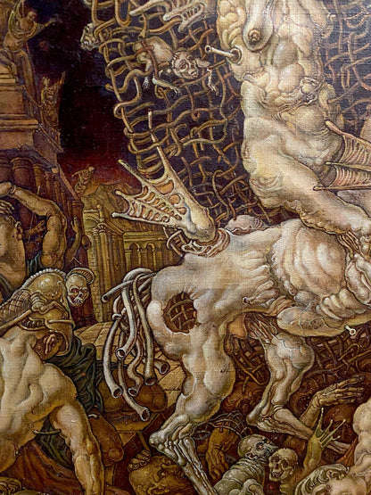 Oil painting The triumph of death has come by Oleg Litvinov: demonic skeletal horse