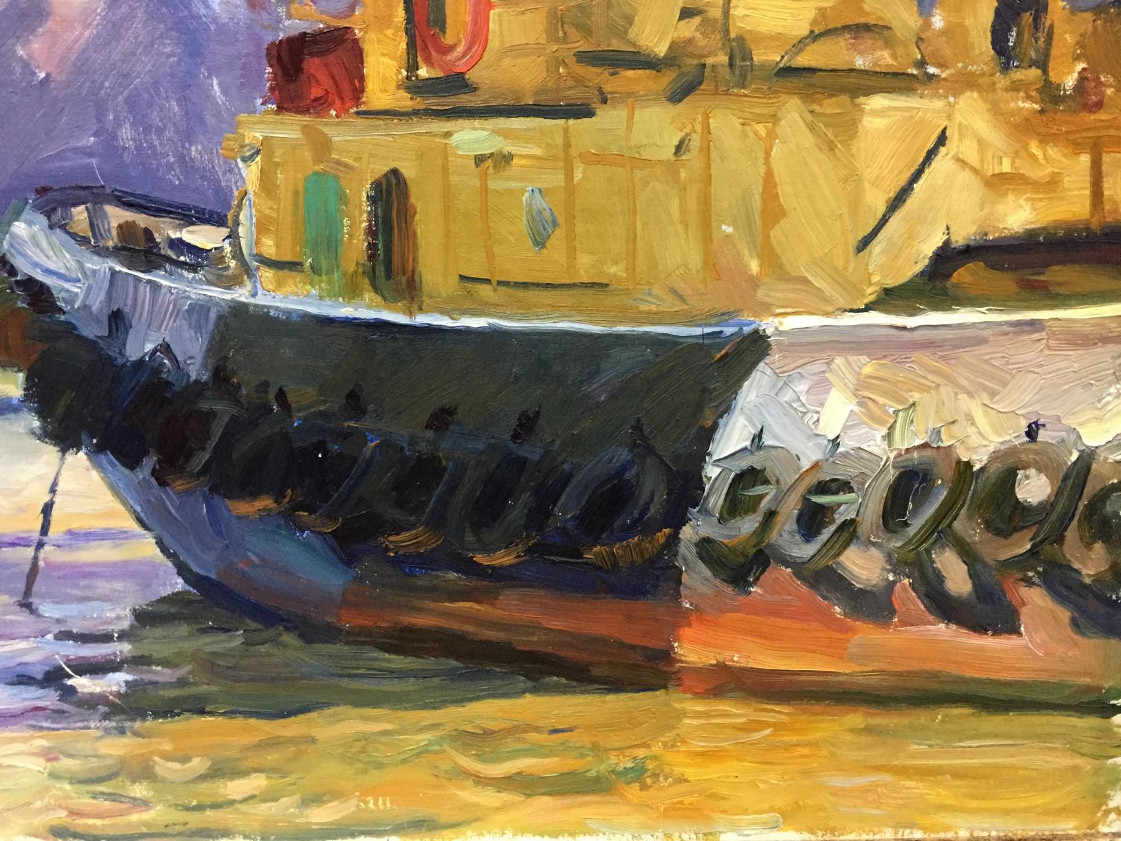 Georgy Stepanovich Melikhov captures the tranquility of a bay in his oil painting