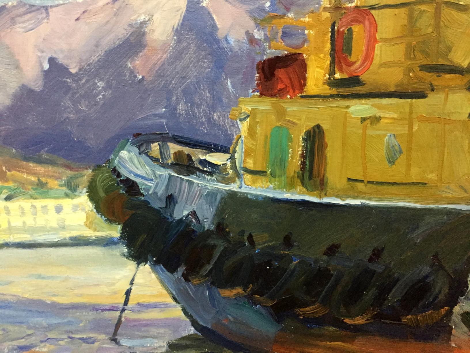 Melikhov Georgy Stepanovich's oil painting evokes the peaceful atmosphere of a bay