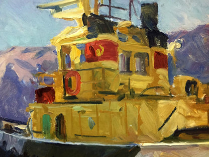 Melikhov captures the tranquility of the bay in his oil painting