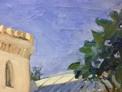 Oil painting by Sednev Melikhov Georgy Stepanovich: stone tower with crenellations