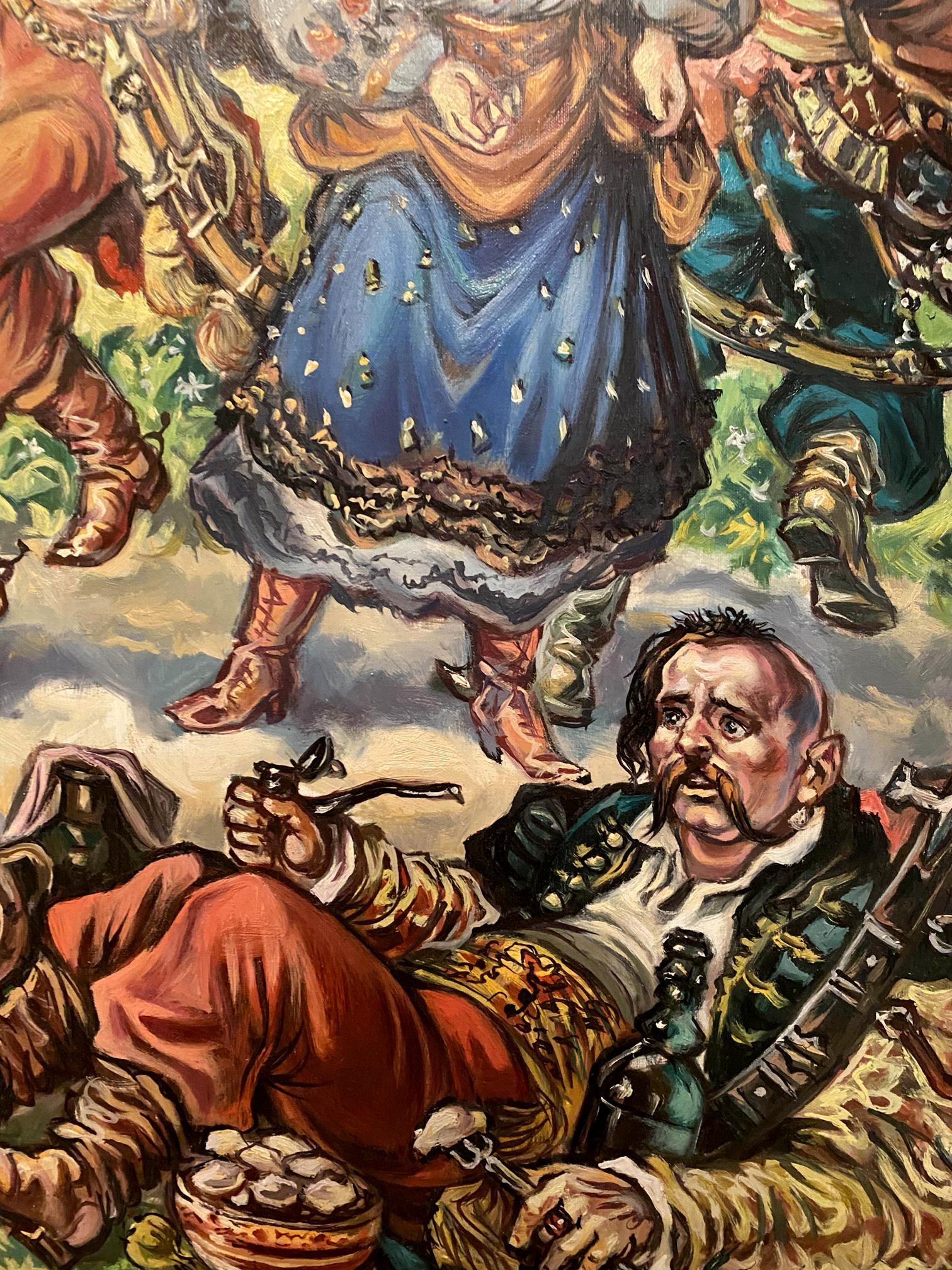 Oil painting Cossack fun by Alexander Arkadievich Litvinov