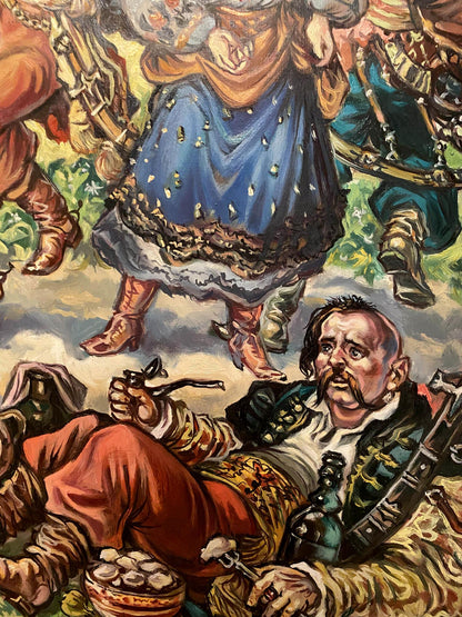 Oil painting Cossack fun by Alexander Arkadievich Litvinov