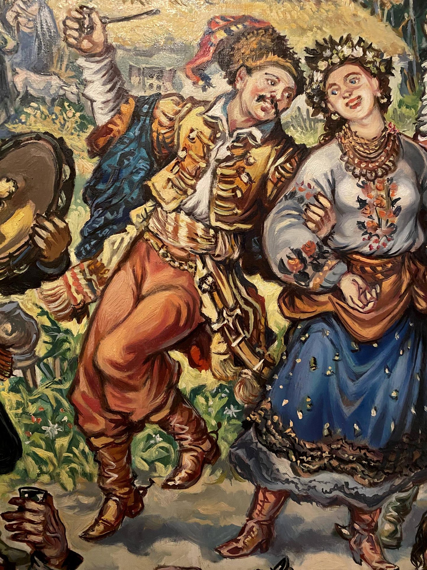 Oil painting Cossack fun by Alexander Arkadievich Litvinov: dancing couple