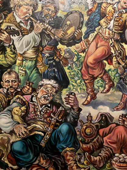Oil painting Cossack fun by Alexander Arkadievich Litvinov