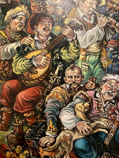 Vibrant oil painting Cossack fun by Alexander Arkadievich Litvinov
