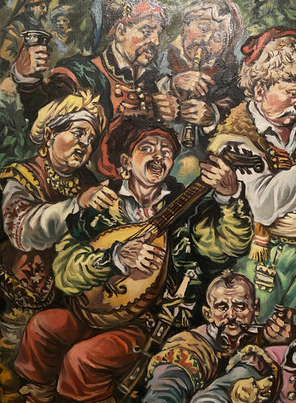 Oil painting Cossack fun by Alexander Arkadievich Litvinov
