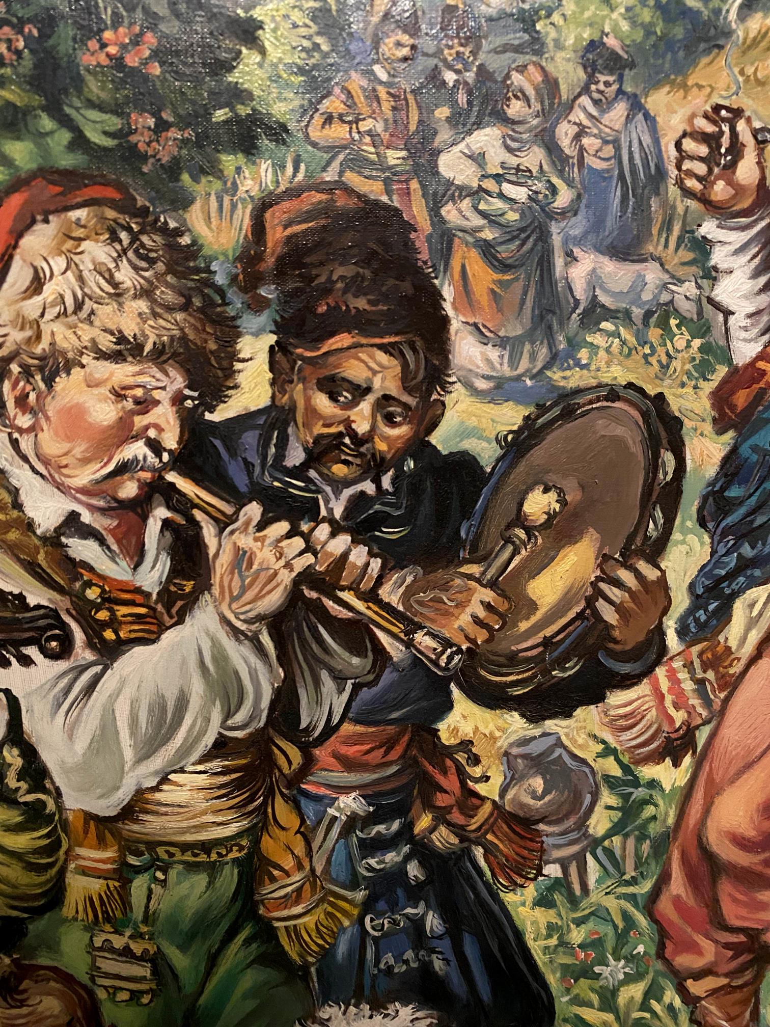 Vibrant oil painting Cossack fun by Alexander Arkadievich Litvinov
