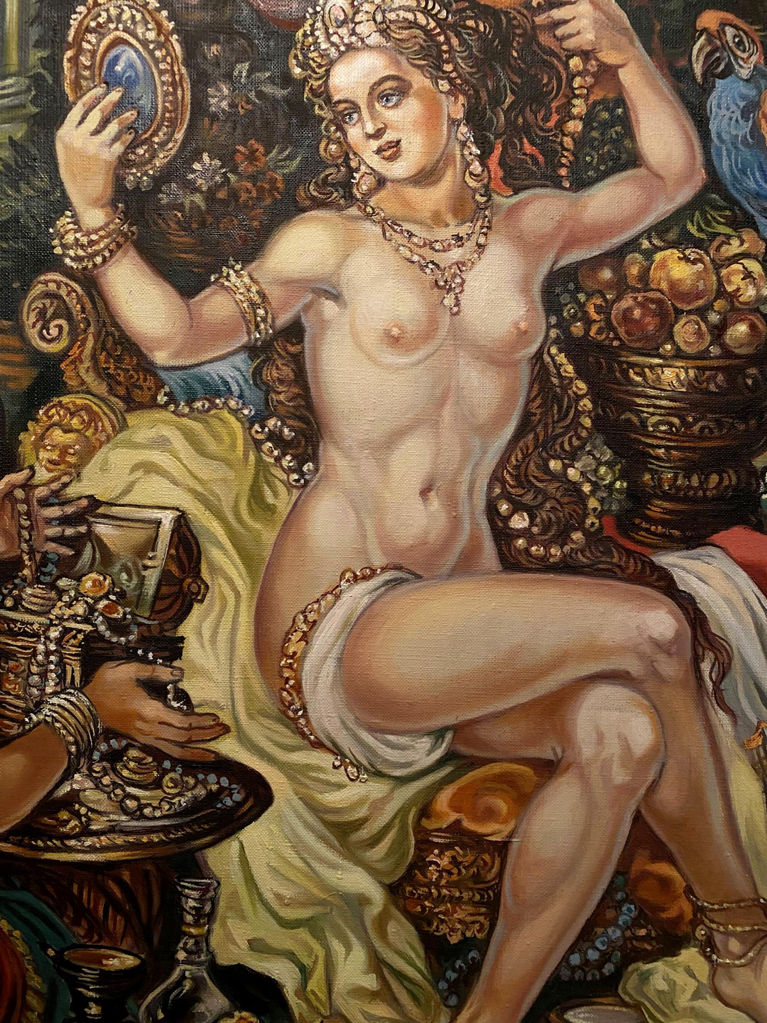 Oil painting of nude Bathsheba by Alexander Arkadievich Litvinov