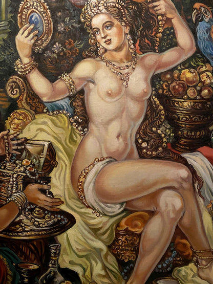 Oil painting of nude Bathsheba by Alexander Arkadievich Litvinov