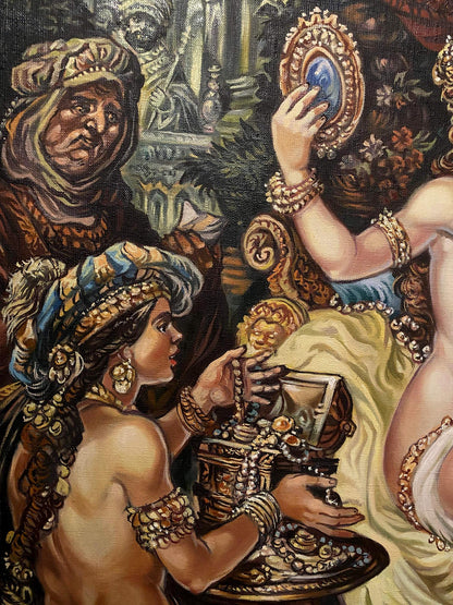 Oil painting of Bathsheba by Alexander Arkadievich Litvinov with blue gold headdress