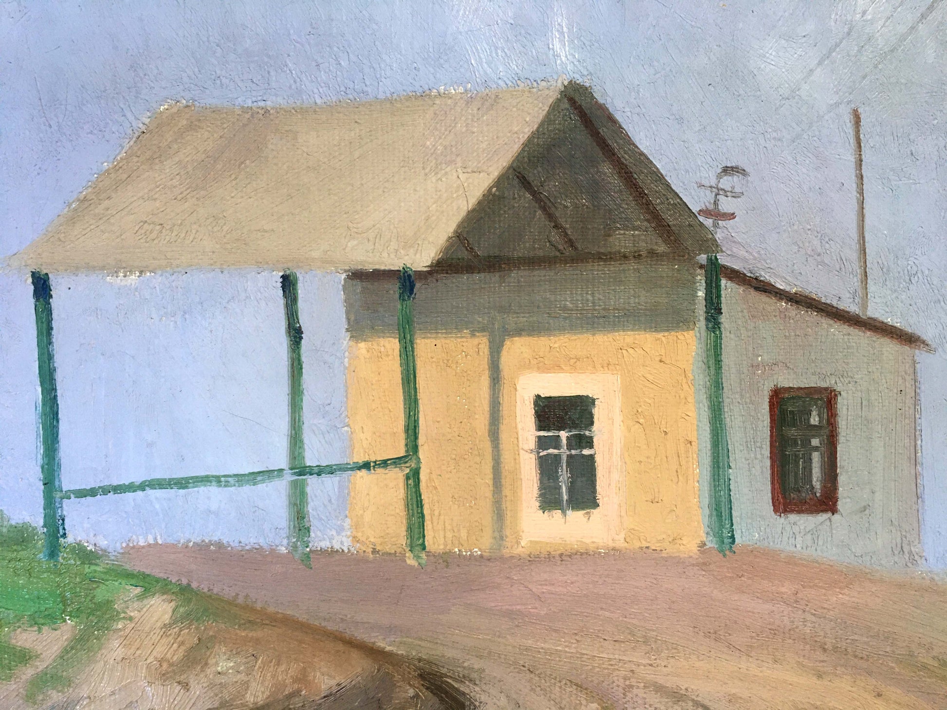 Impressionistic oil painting of rustic yellow house by Chernikov Vladimir Mikhailovich