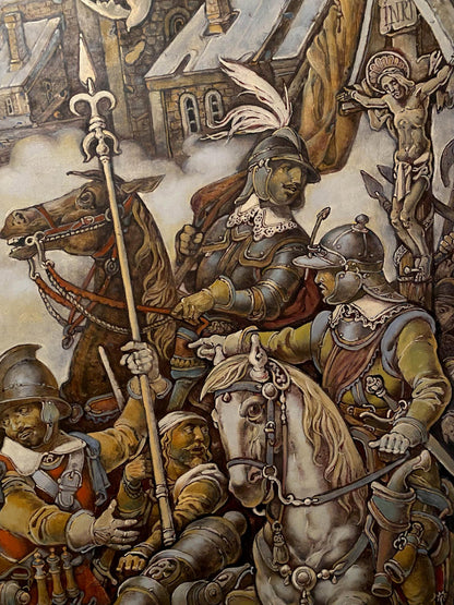 Oil painting of Ivan Bohun in medieval battle by Litvinov Oleg Arkad’yevich