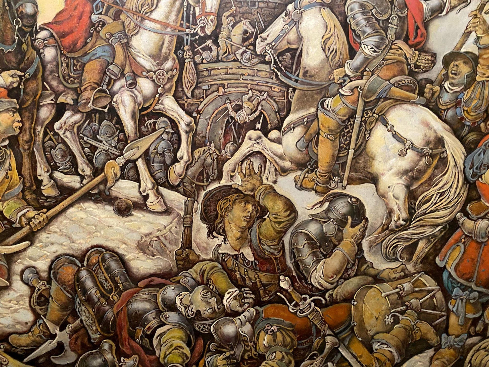 Oil painting of Ivan Bohun in chaotic medieval battle by Litvinov Oleg Arkad’yevich