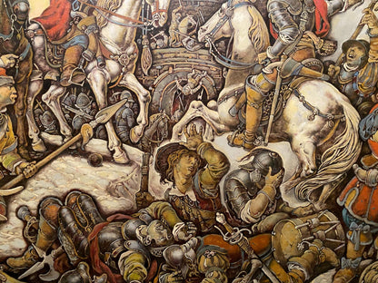 Oil painting of Ivan Bohun in chaotic medieval battle by Litvinov Oleg Arkad’yevich