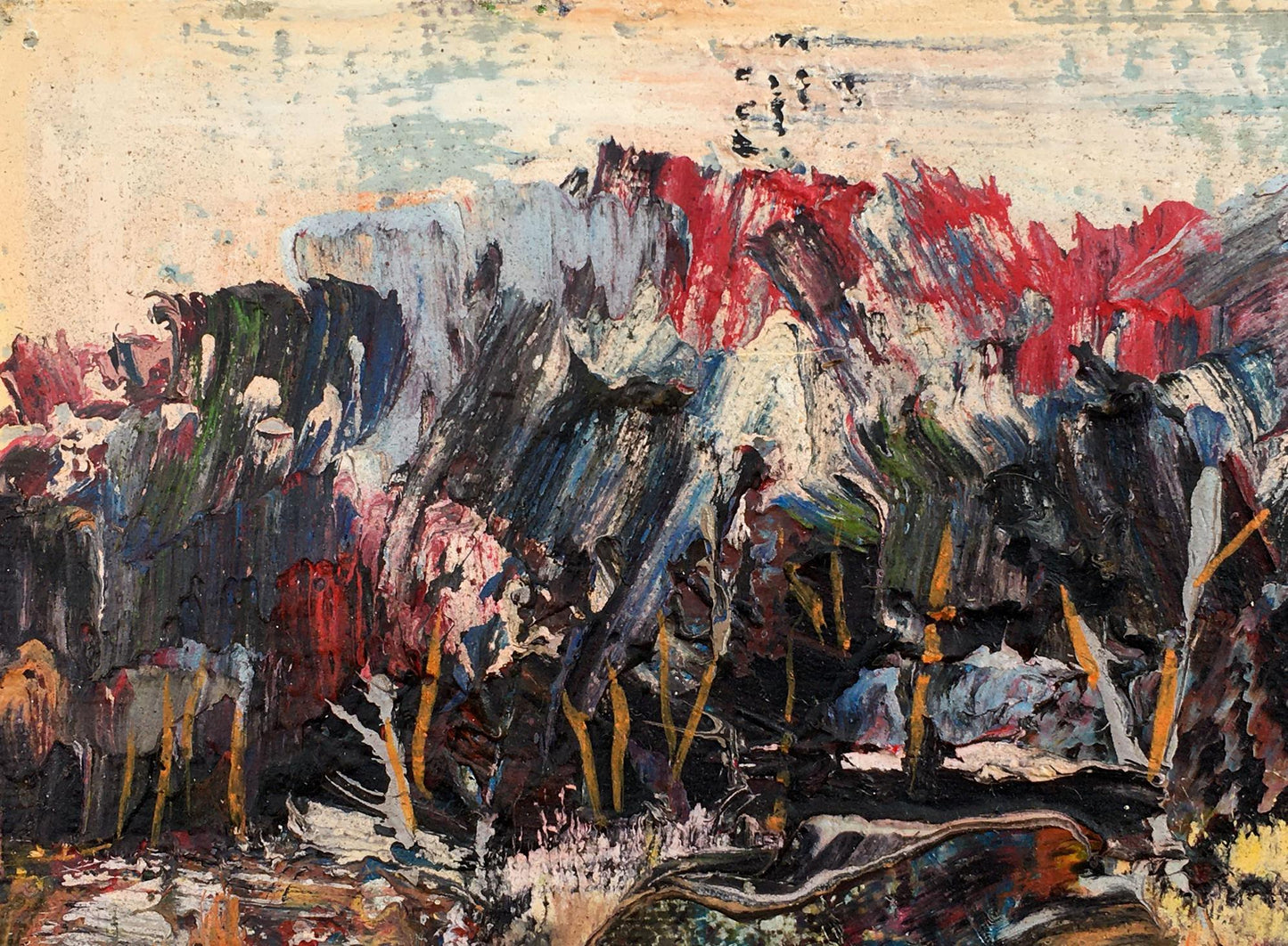 Abstract oil painting Village Nature evening landscape Mazur Vladimir