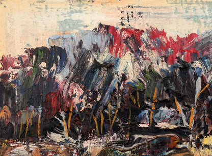 Abstract oil painting Village Nature evening landscape Mazur Vladimir