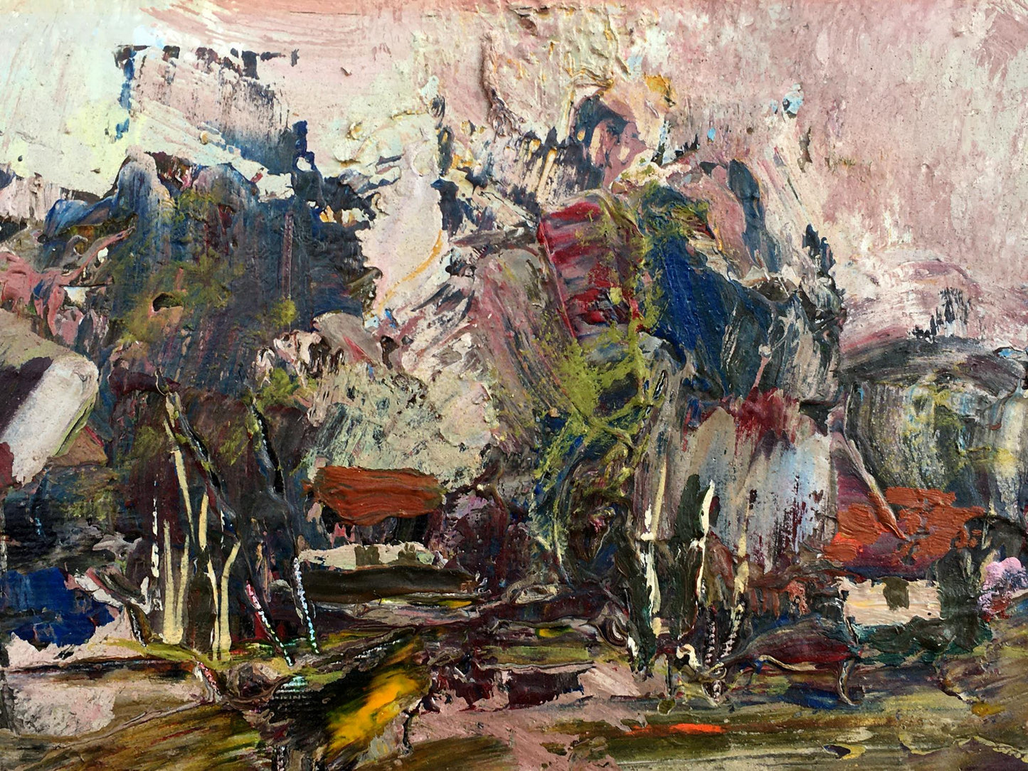 Abstract oil painting Village Nature landscape Mazur Vladimir
