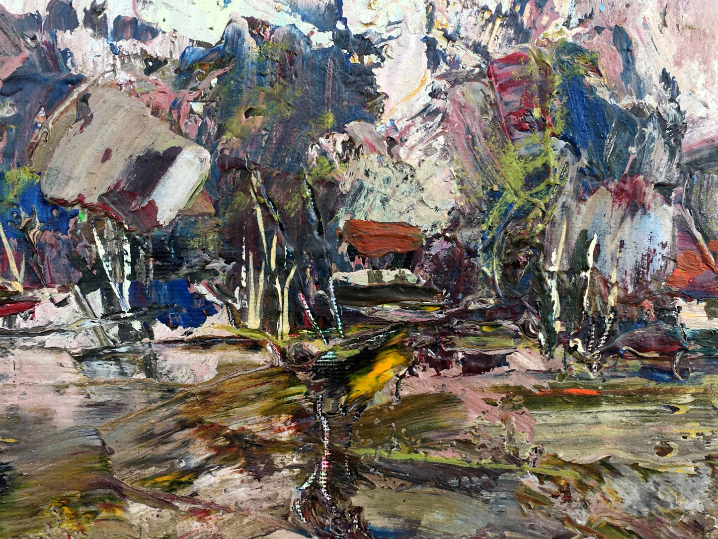 Abstract oil painting Village Nature Mazur Vladimir