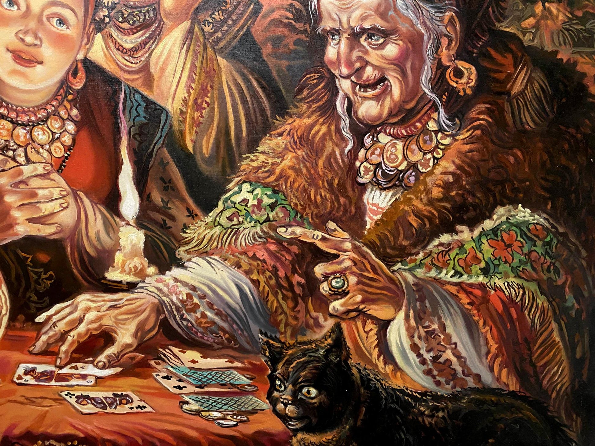 Oil painting of fur-trimmed coat by Alexander Arkadievich Litvinov
