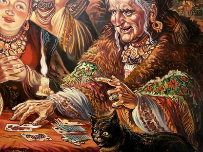 Oil painting of fur-trimmed coat by Alexander Arkadievich Litvinov