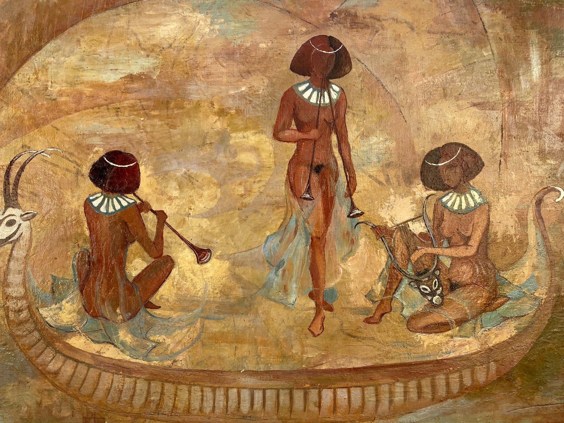 Abstract oil painting of ancient Egyptian mural by Zhukov Alexander Viktorovich