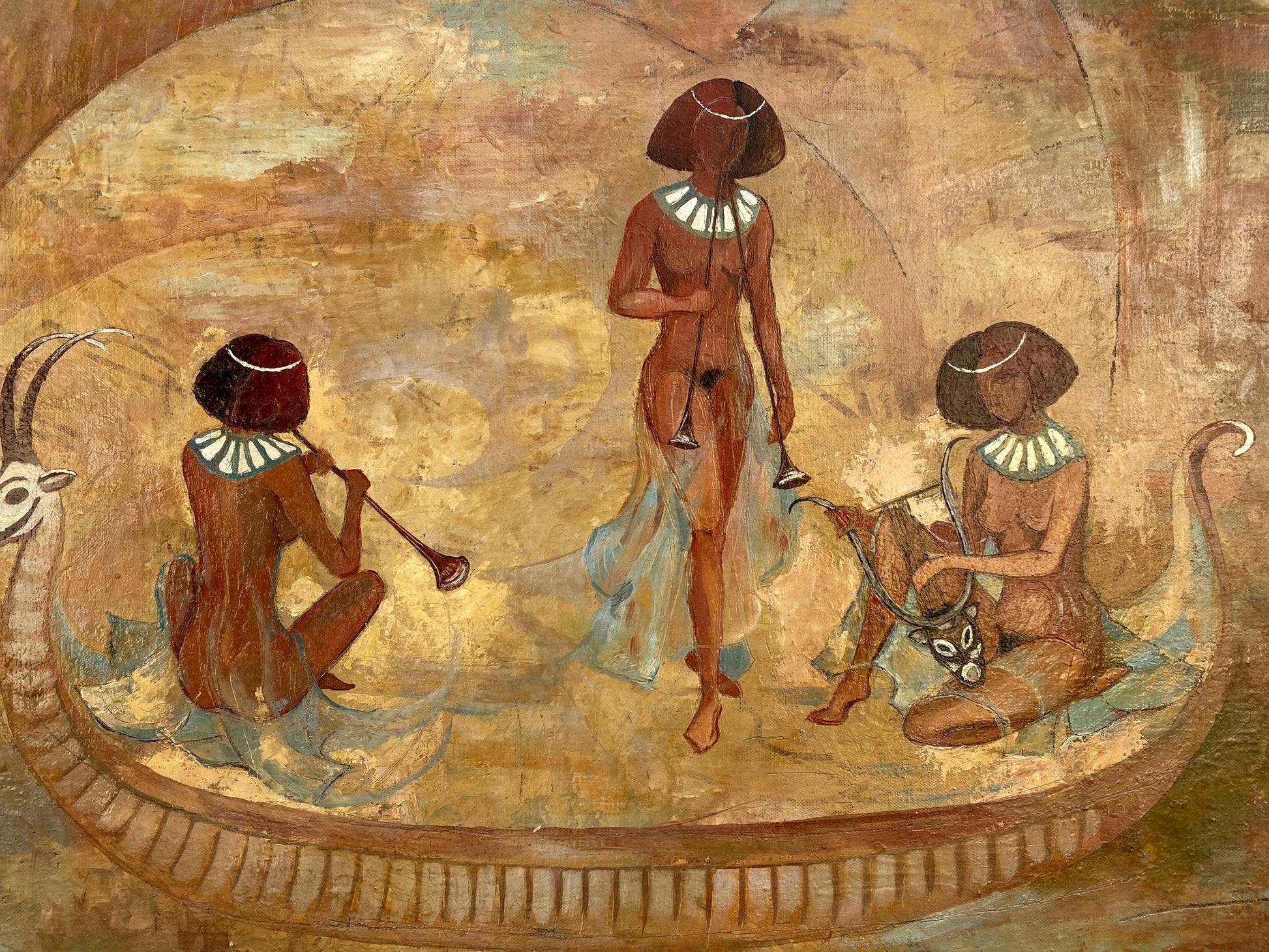 Abstract oil painting of ancient Egyptian mural by Zhukov Alexander Viktorovich