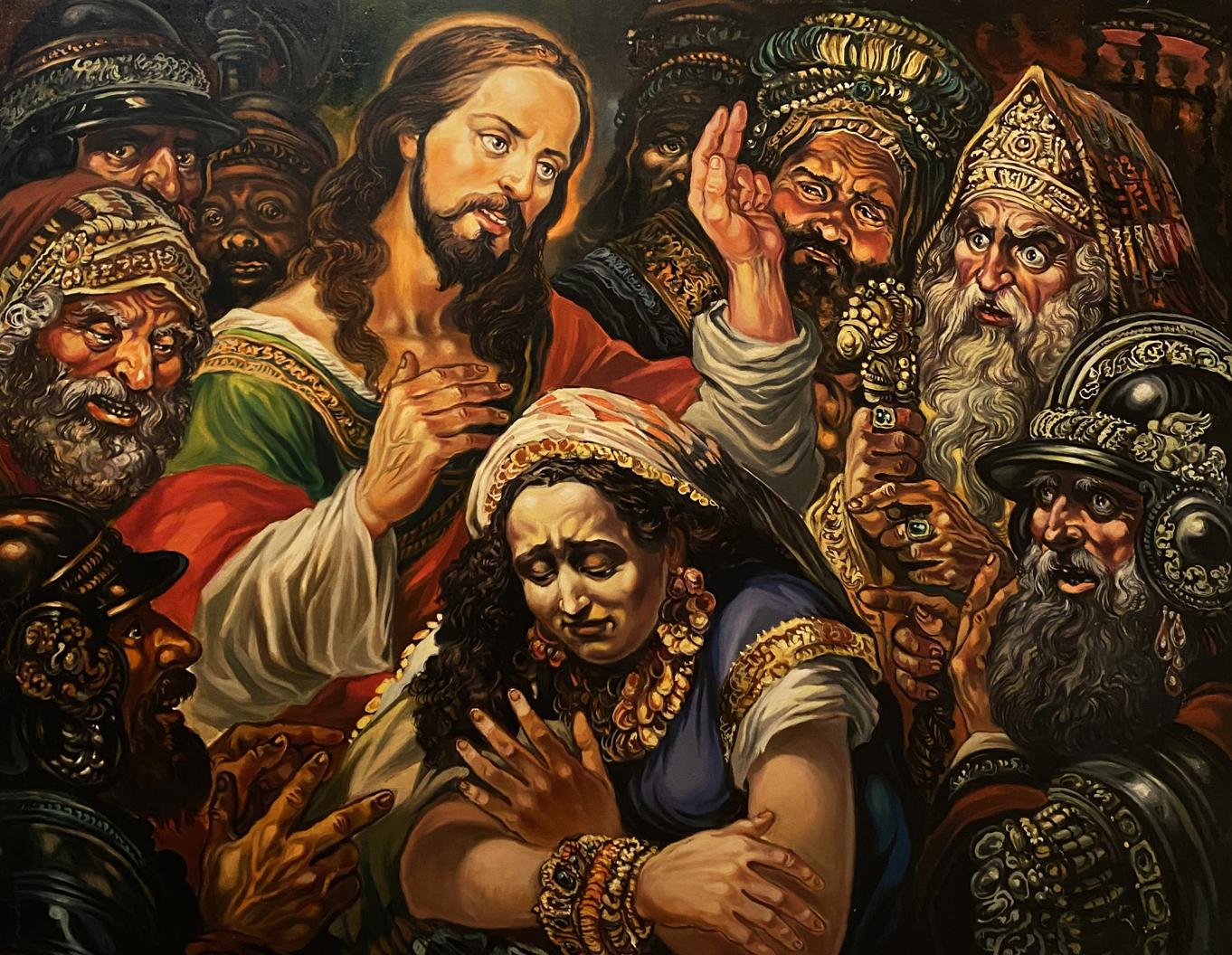 Oil painting of Christ and the sinner by Alexander Arkadievich Litvinov