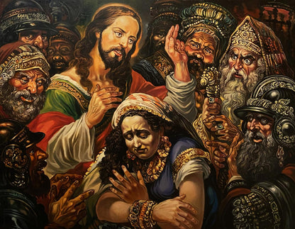 Oil painting of Christ and the sinner by Alexander Arkadievich Litvinov
