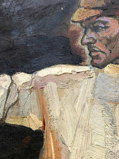 Social realism oil painting Land development Tsyun A textured profile figure