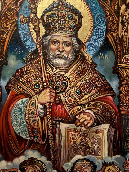 Oil painting of St. Nicholas by Alexander Arkadievich Litvinov