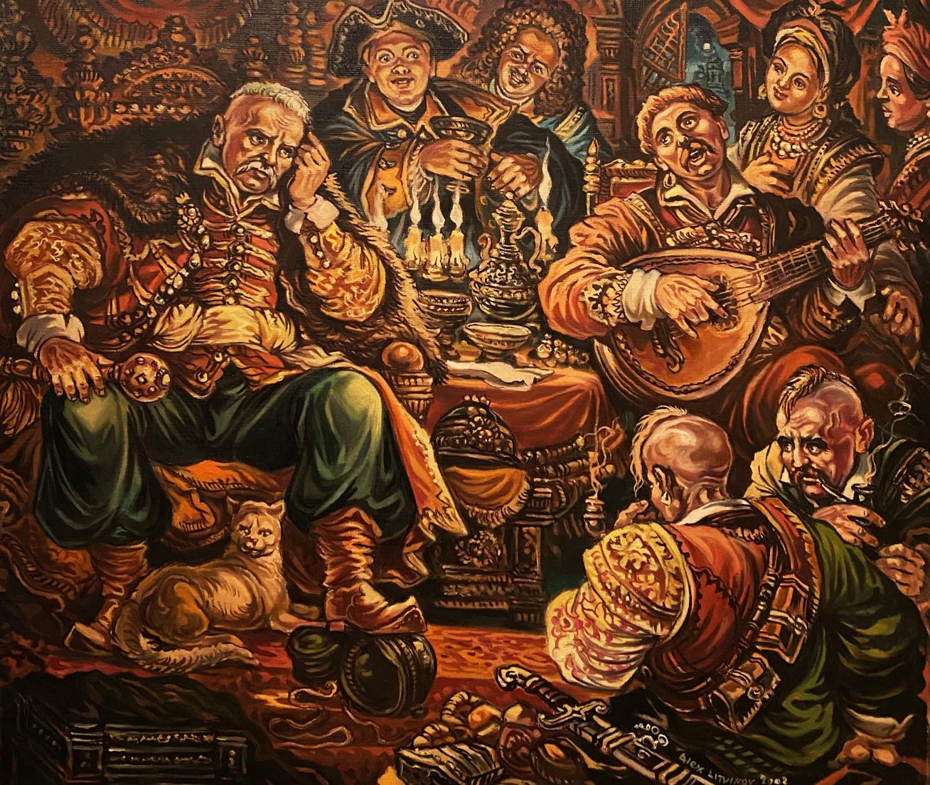 Oil painting of Hetman Mazepa and Karl 12 by Litvinov