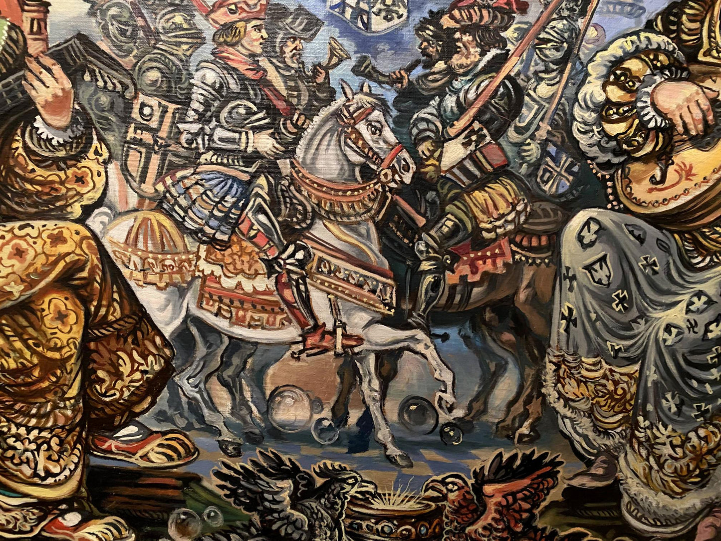 Oil painting of medieval battle by Alexander Litvinov