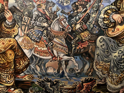Oil painting of medieval battle by Alexander Litvinov