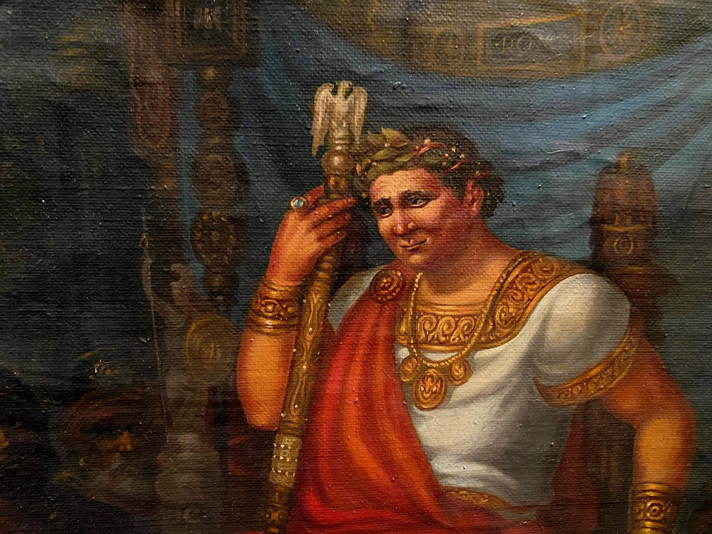 Oil painting of Christ and Pilate by Litvinov, Roman emperor in gold attire