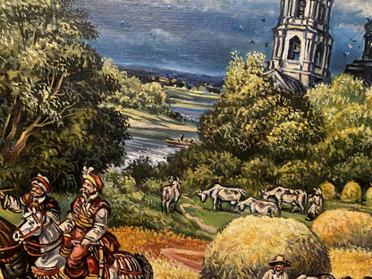 Oil painting The dark clouds have passed by Alexander Litvinov pastoral scene